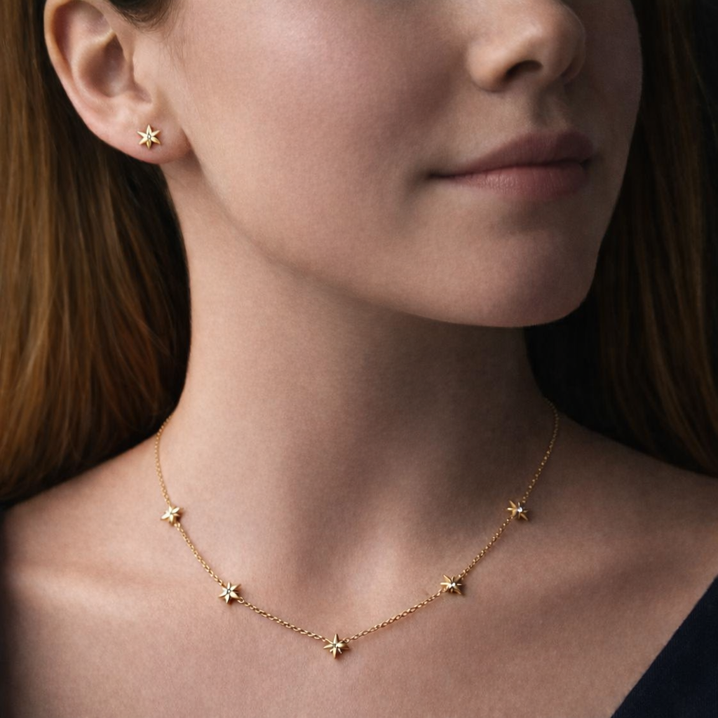 Collier et boucles d'oreilles célestes