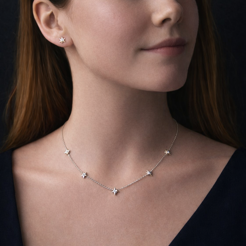 Collier et boucles d'oreilles célestes