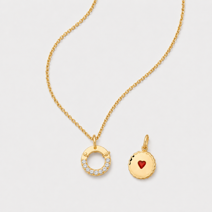 Fine Chain Lock Charm Necklace