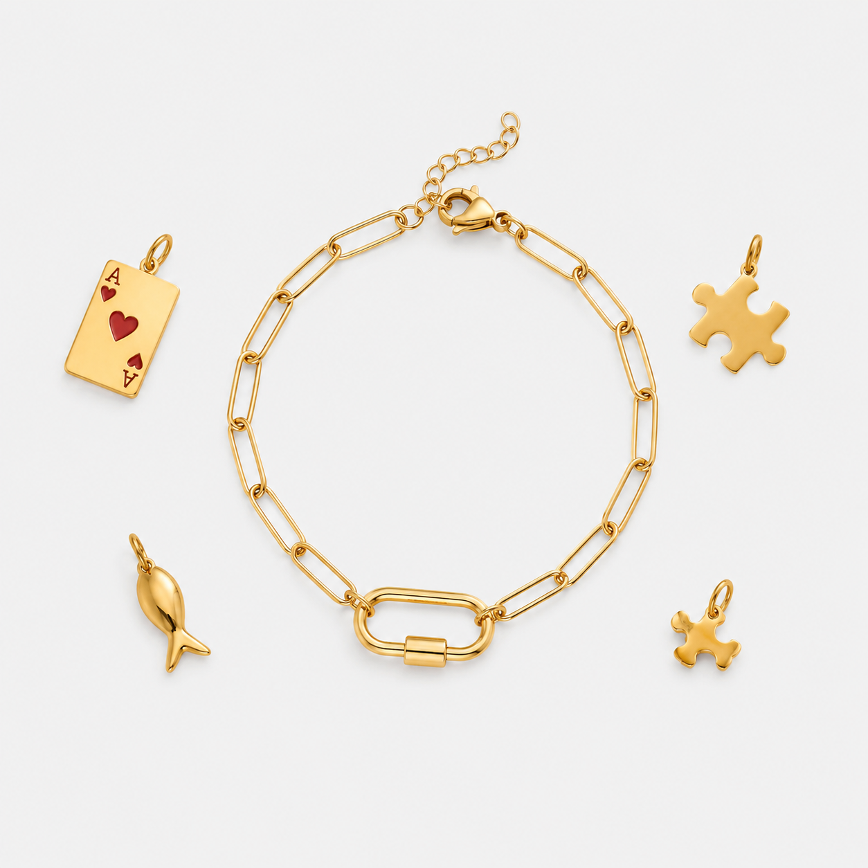 Charm Lock Paperclip Bracelet