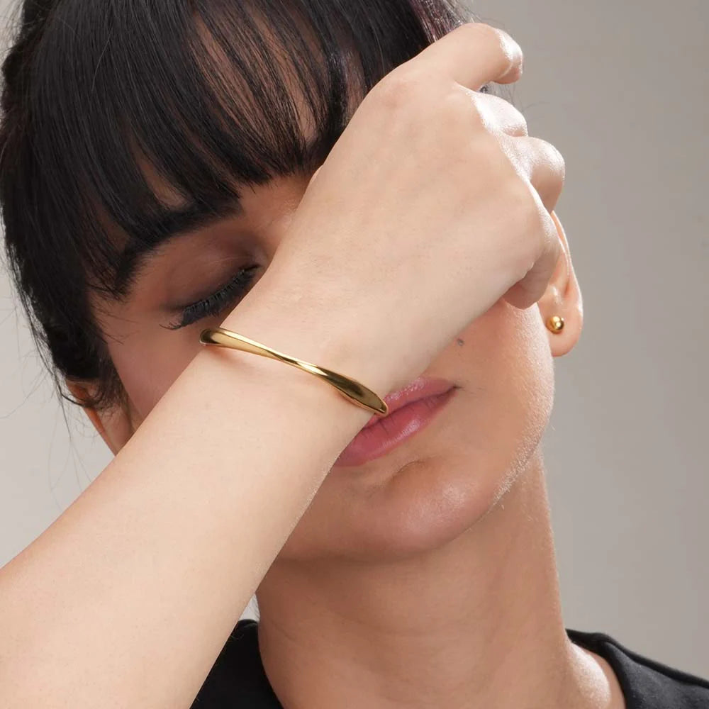 Irregular Bangle – Sculptural Recycled Gold or Silver Bracelet | LUCID