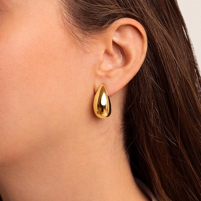 Mini Dome Earrings - Tear Drops in Recycled Gold & Silver | LUCID