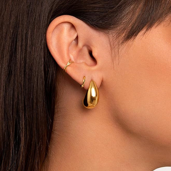 Mini Dome Earrings - Tear Drops in Recycled Gold & Silver | LUCID
