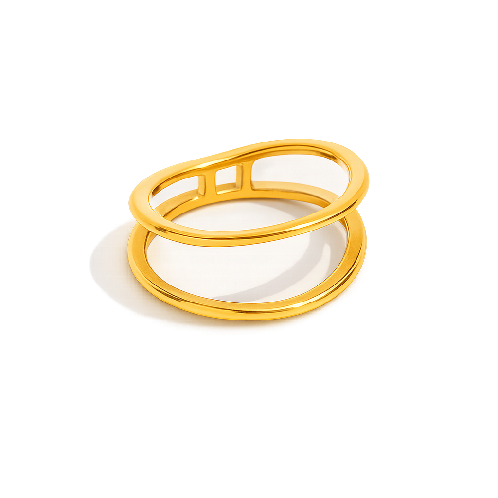 Gold ring on a white background