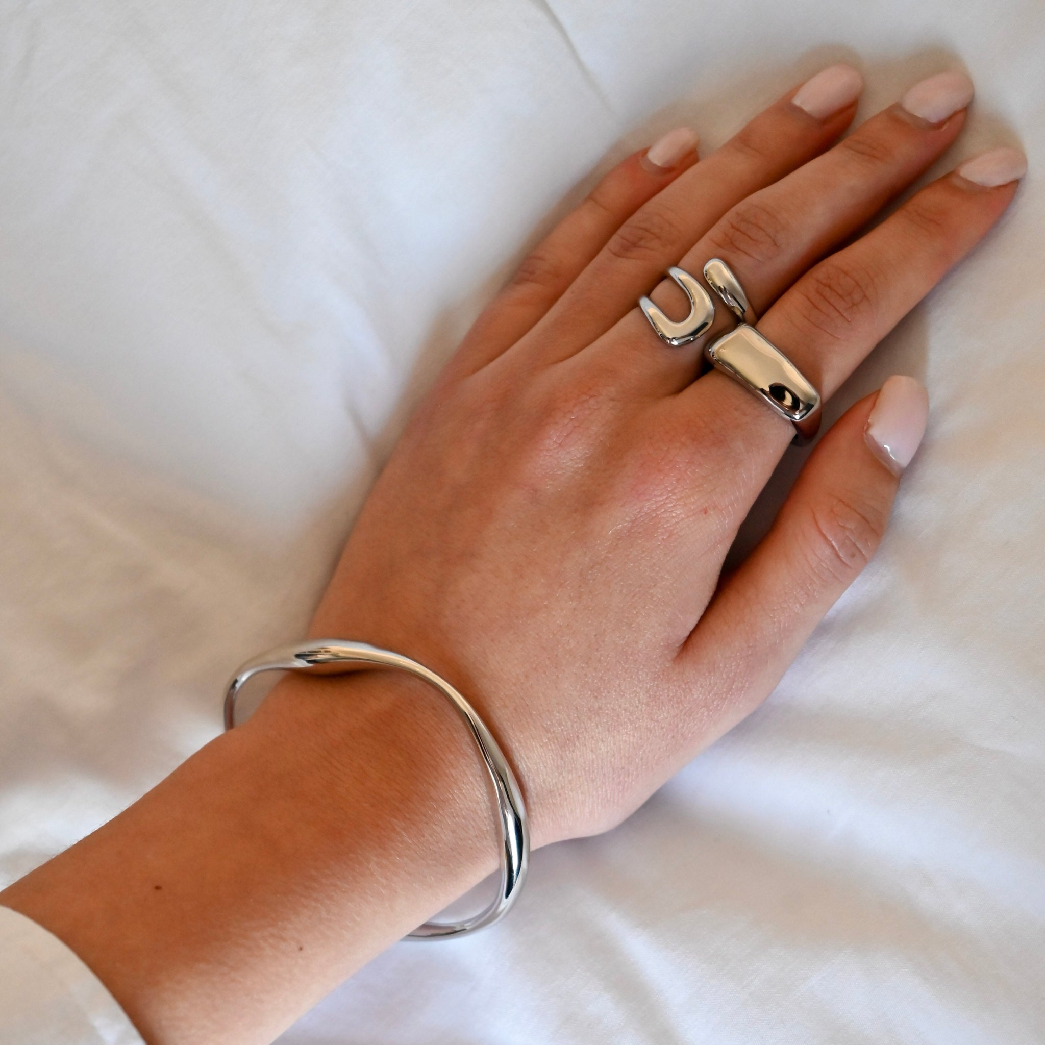 Irregular Bangle – Sculptural Recycled Gold or Silver Bracelet | LUCID