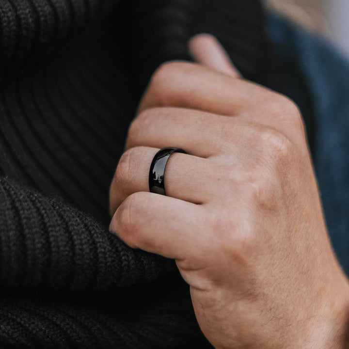 Men’s Titanium Ring – Polished band in Silver & Titanium | LUCID