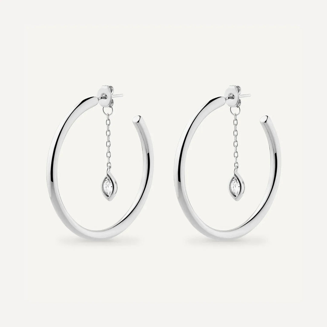 Swarovski Crystal Chain Oorringen – Verfijnde druppelvormige hoops in gerecycled goud of zilver | LUCID