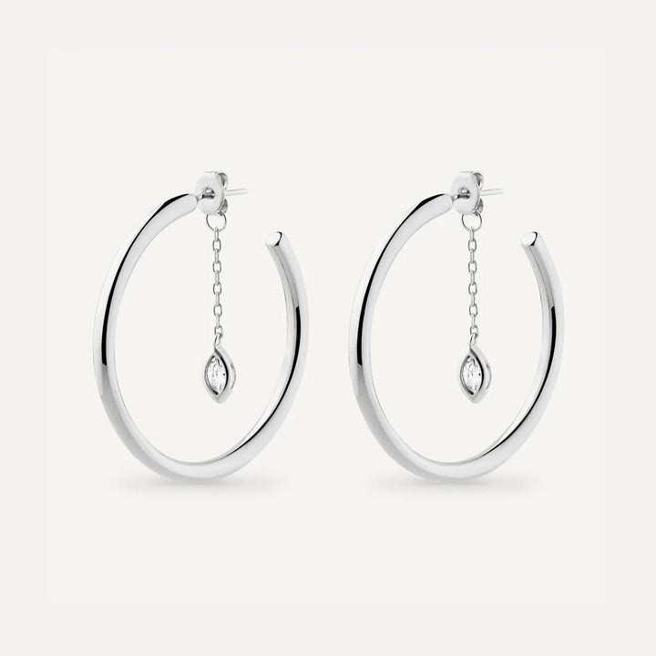 Swarovski Crystal Chain Oorringen – Verfijnde druppelvormige hoops in gerecycled goud of zilver | LUCID