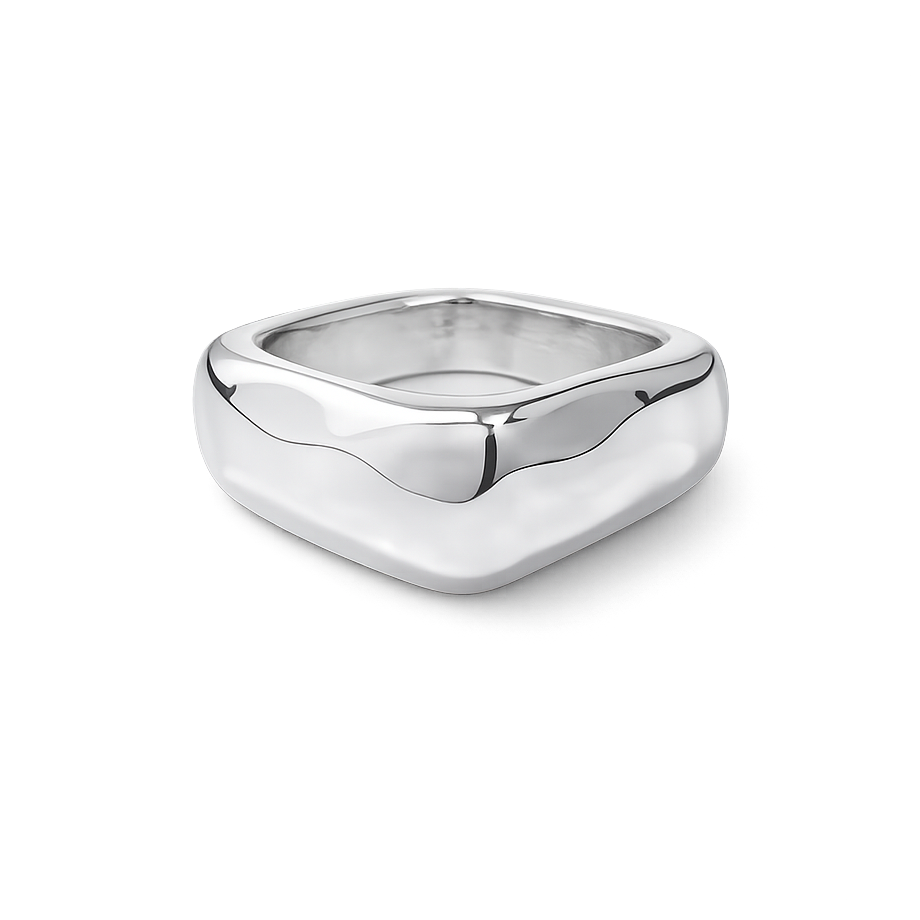 Silver ring on a white background