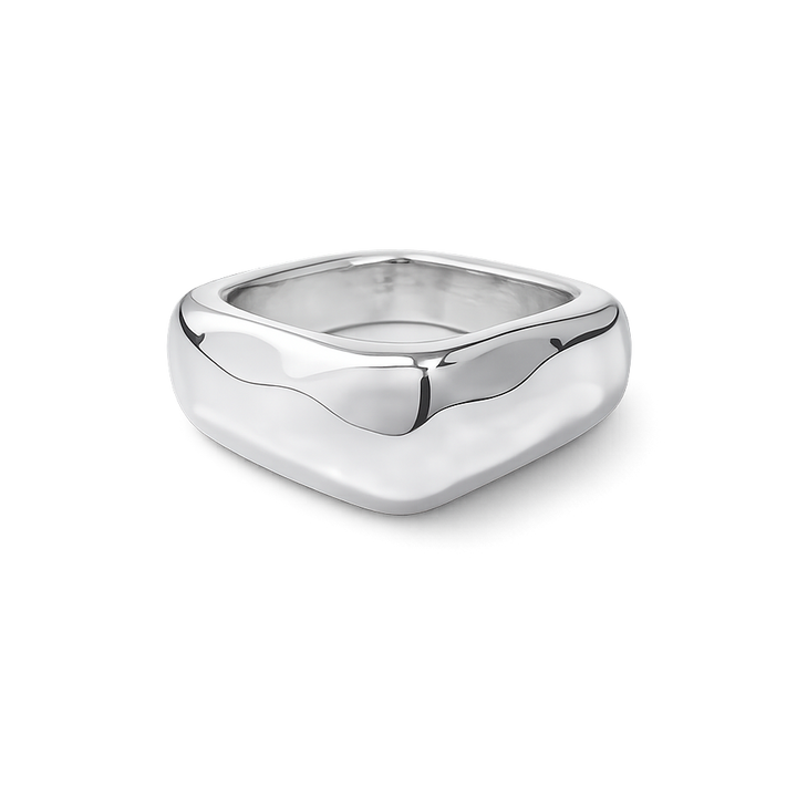 Silver ring on a white background