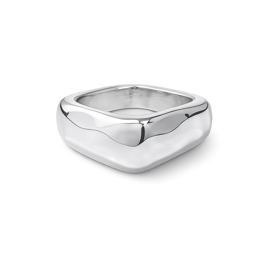 Silver ring on a white background