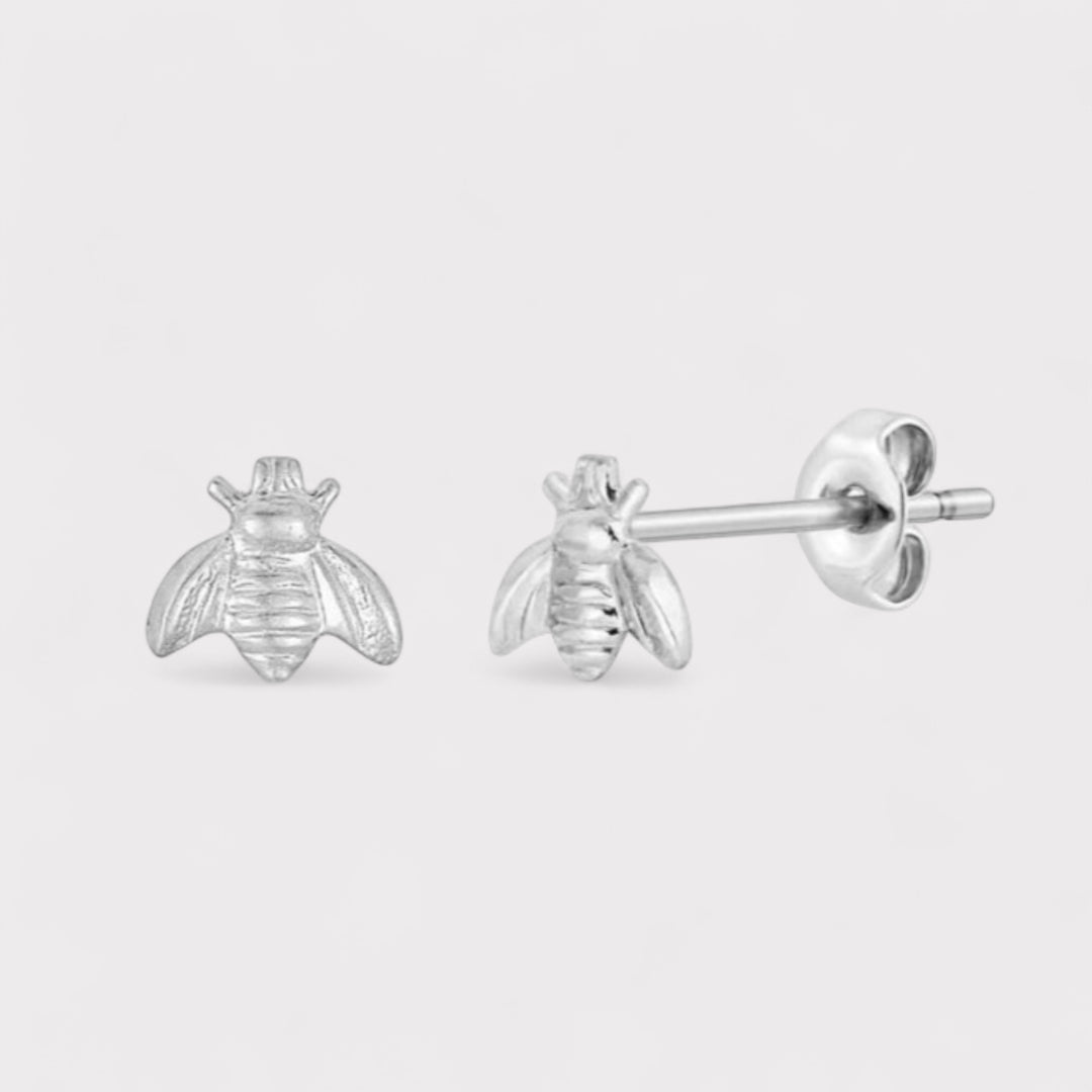 Tiny Bee Studs – Recycled Earrings in Gold or Silver | LUCID