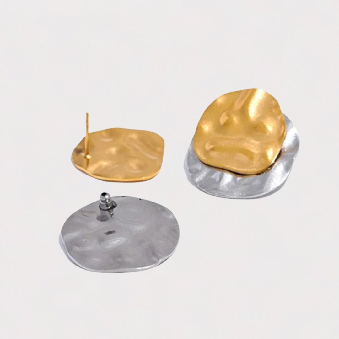 Molten Muse Earrings - Recycled Gold & Silver Two Tone Earrings | LUCID