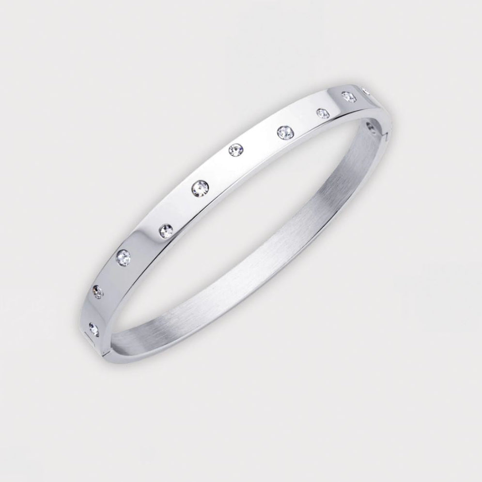 Eternity Bangle – Recycled Gold Hinged Bracelet with Sparkle | LUCID