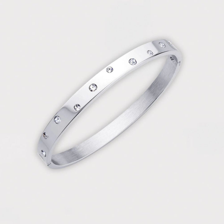 Eternity Bangle – Recycled Gold Hinged Bracelet with Sparkle | LUCID