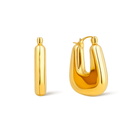 Gold hoop earrings on a white background