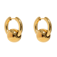Pair of gold hoop earrings on a white background