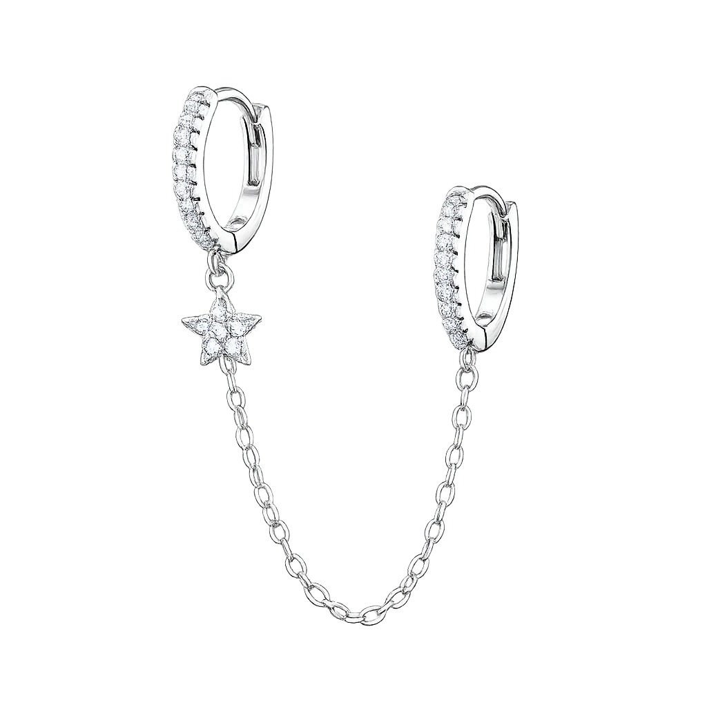 double chain hoops in silver