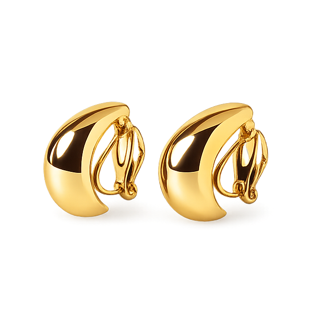 Pair of gold earrings on a white background