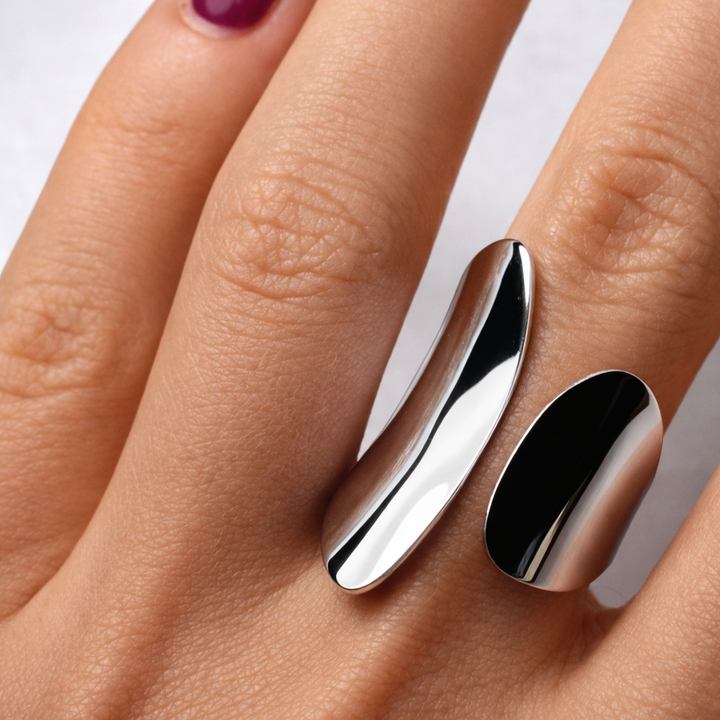 silver ring adjustable size recycled materials