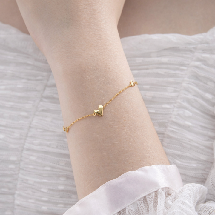 gold heart bracelet chain