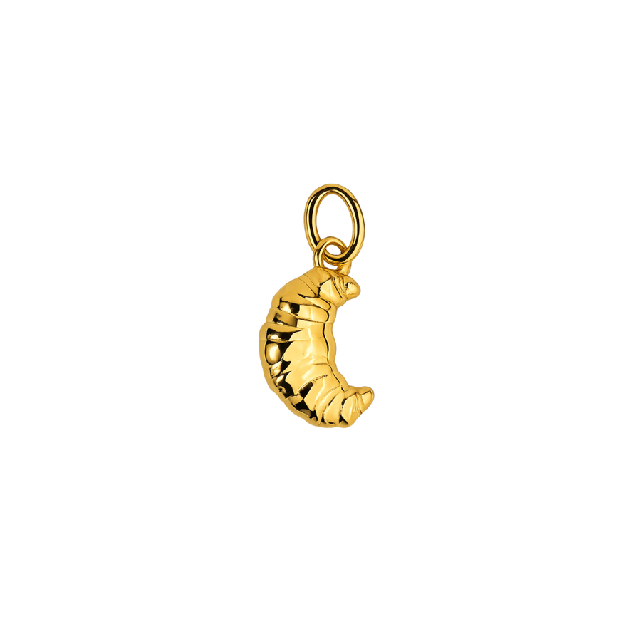 Gold croissant pendant on a white background