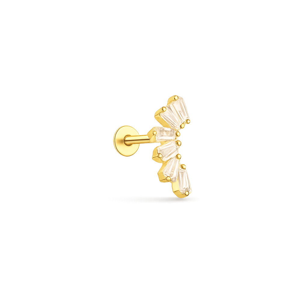 Kroon platte achterkant piercing