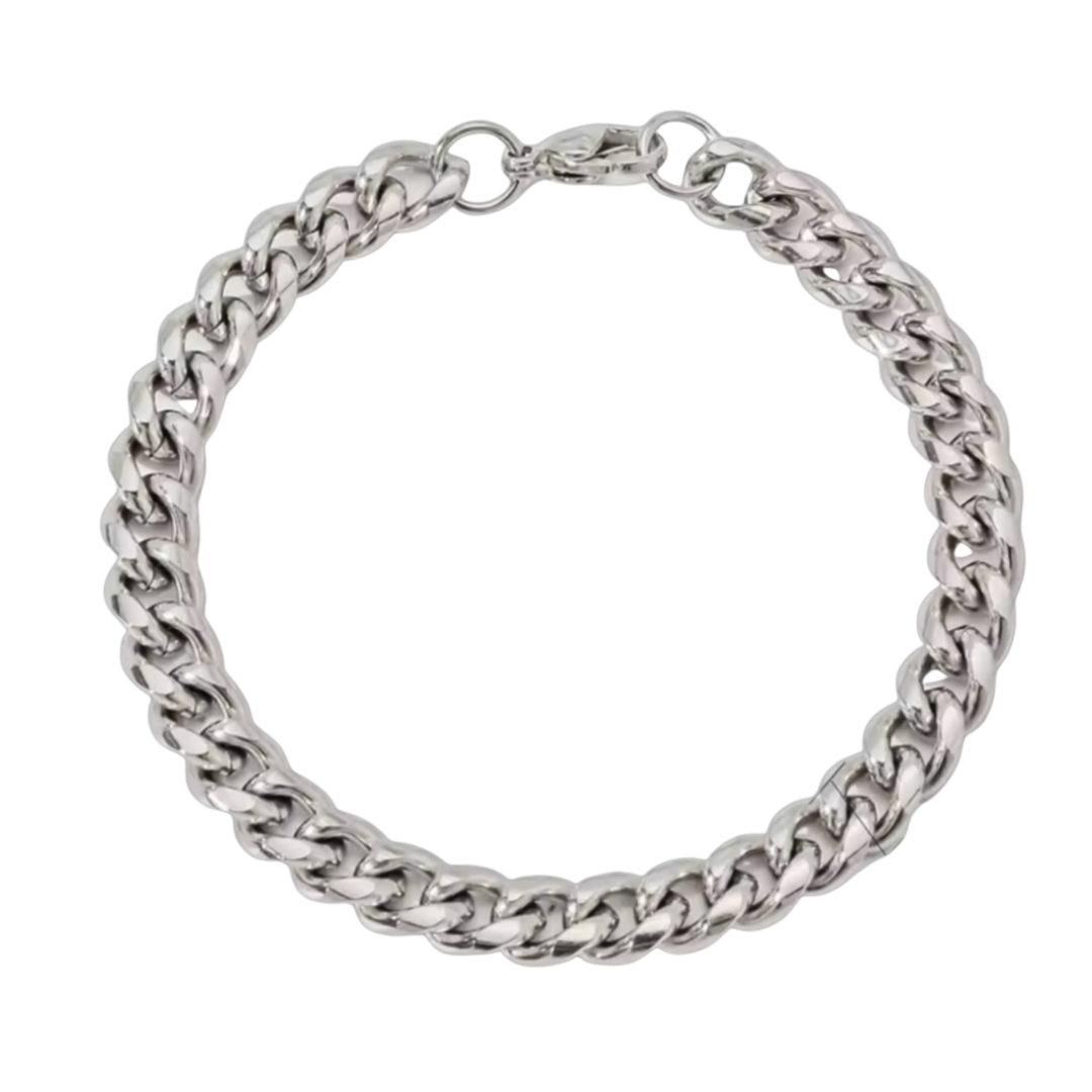 mens silver cuban bracelet