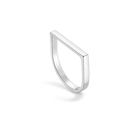 Silver ring with a teardrop design on a white background
