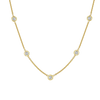 Gold necklace with small diamonds on a white background
