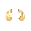 Gold hoop earrings on a white background
