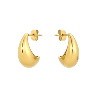 Gold hoop earrings on a white background