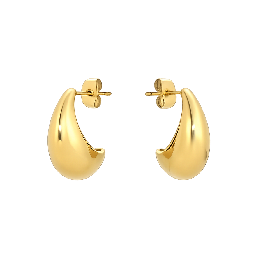 Gold hoop earrings on a white background