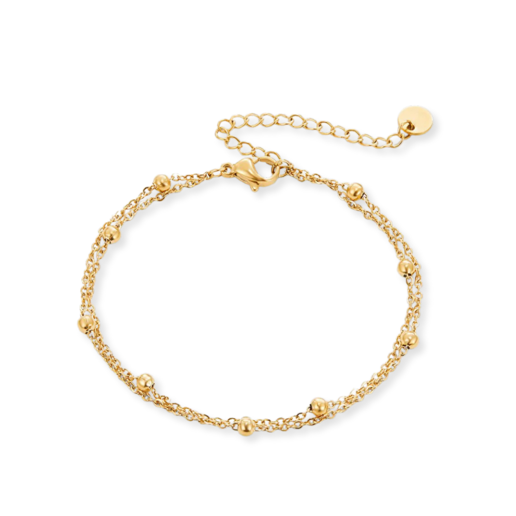 Gold bracelet on a white background
