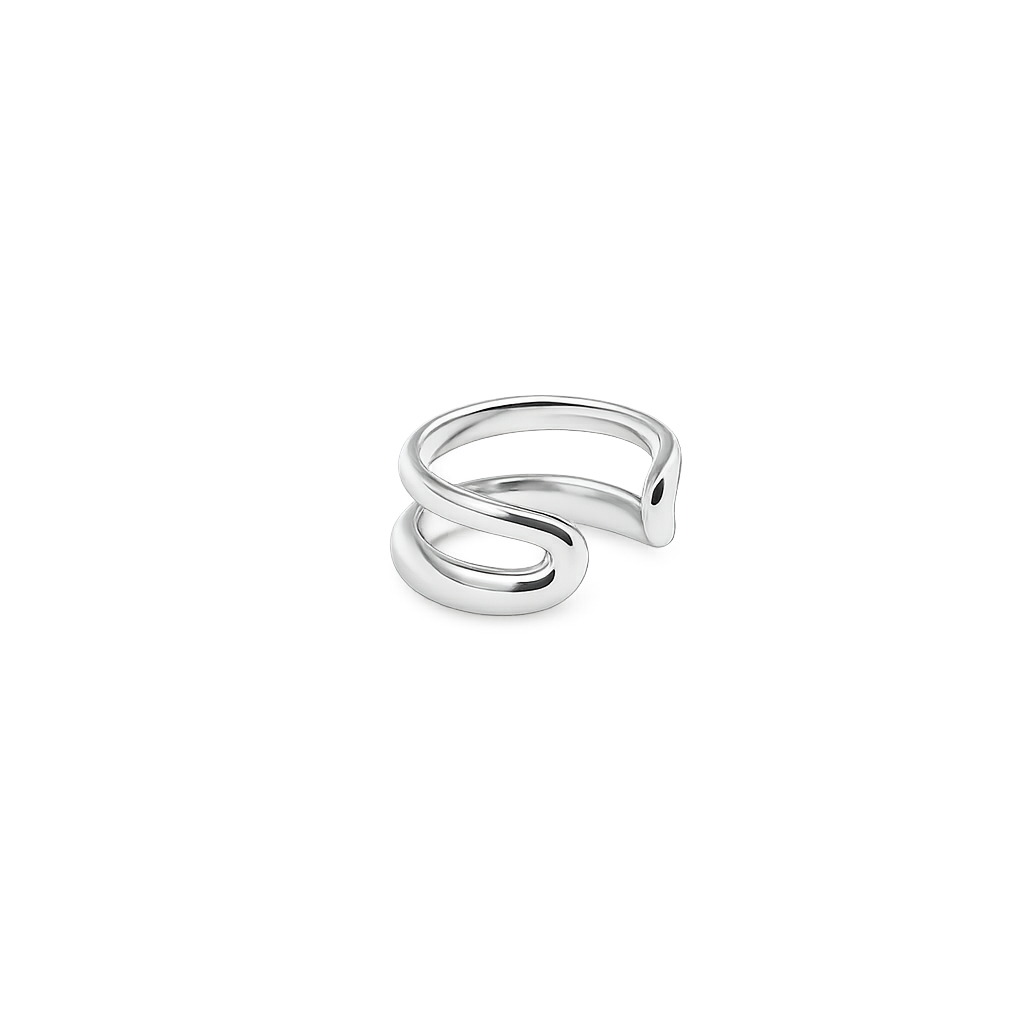 Silver  ear cuff on a white background