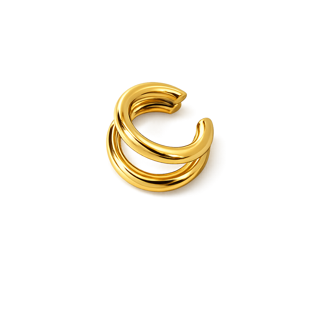 Gold ear cuff on a white background