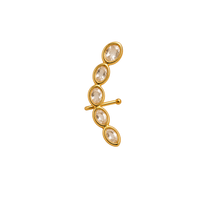 A gold ear cuff earring featuring five clear marquise-cut gemstones in oval bezel settings, shown against a plain white background.