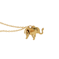 Gold elephant pendant on a chain against a white background