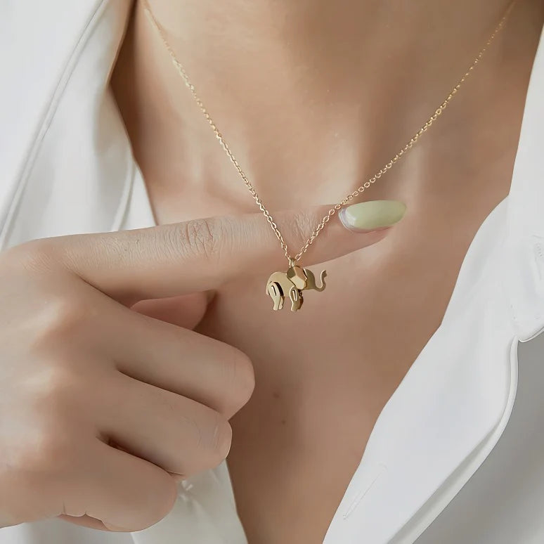 Elephant Necklace – Geometric Elephant Pendant in Recycled Gold or Silver | LUCID