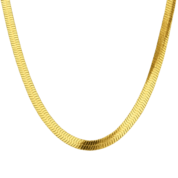 Gold chain necklace on a white background