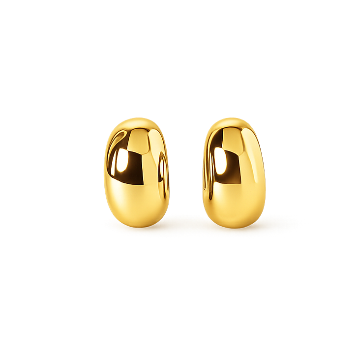 Pair of gold hoop earrings on a white background