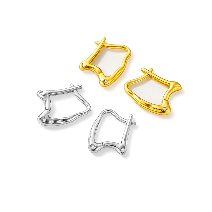 irregular hoops in gold and silver