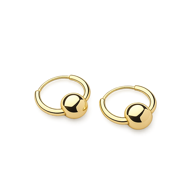 Pair of gold hoop earrings on a white background