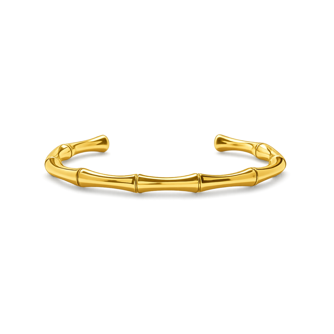 gold bamboo bangle close up