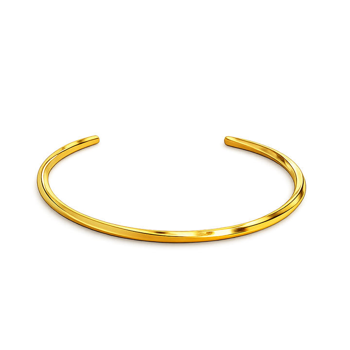 Gold bangle on a white background
