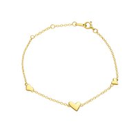 gold bracelet delicate with three hearts
