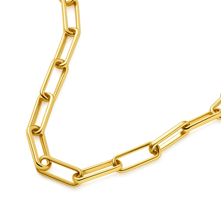 Gold chain necklace on a white background