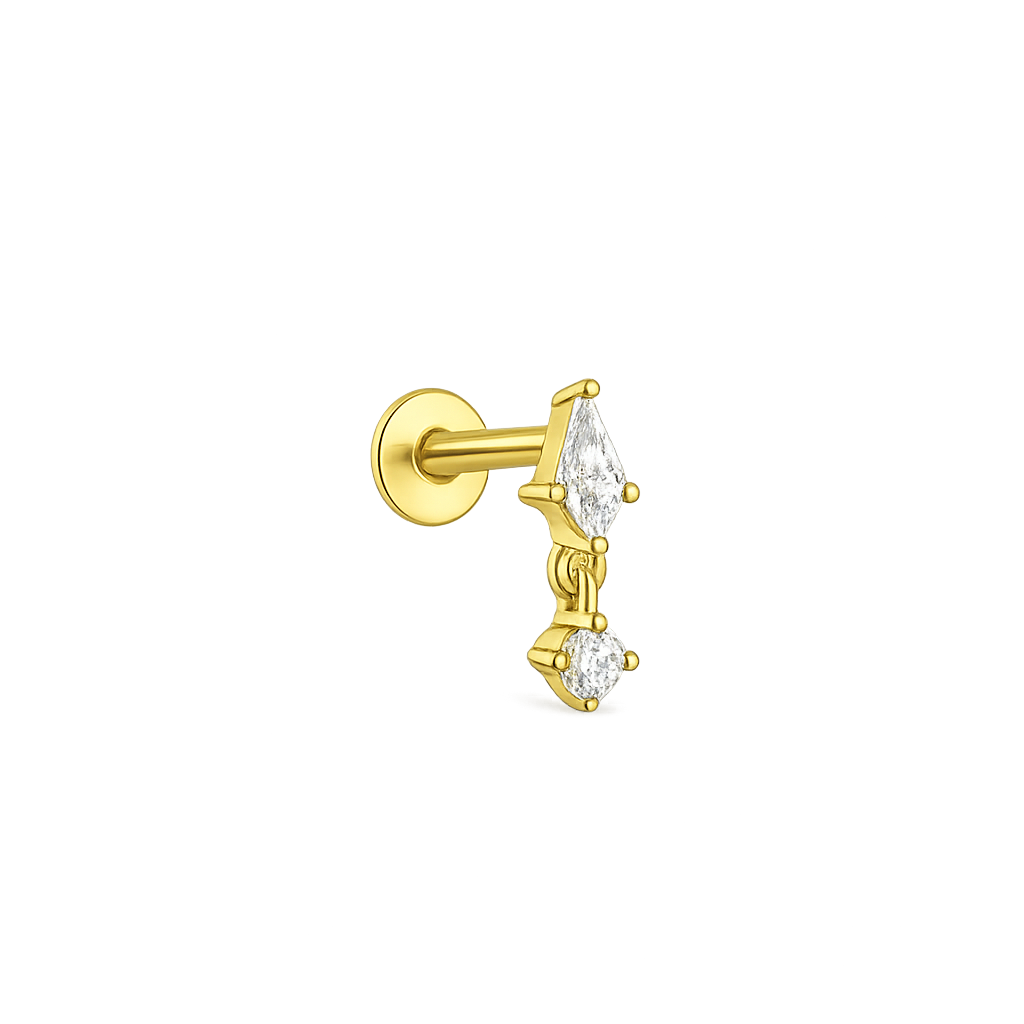 gold cz piercing