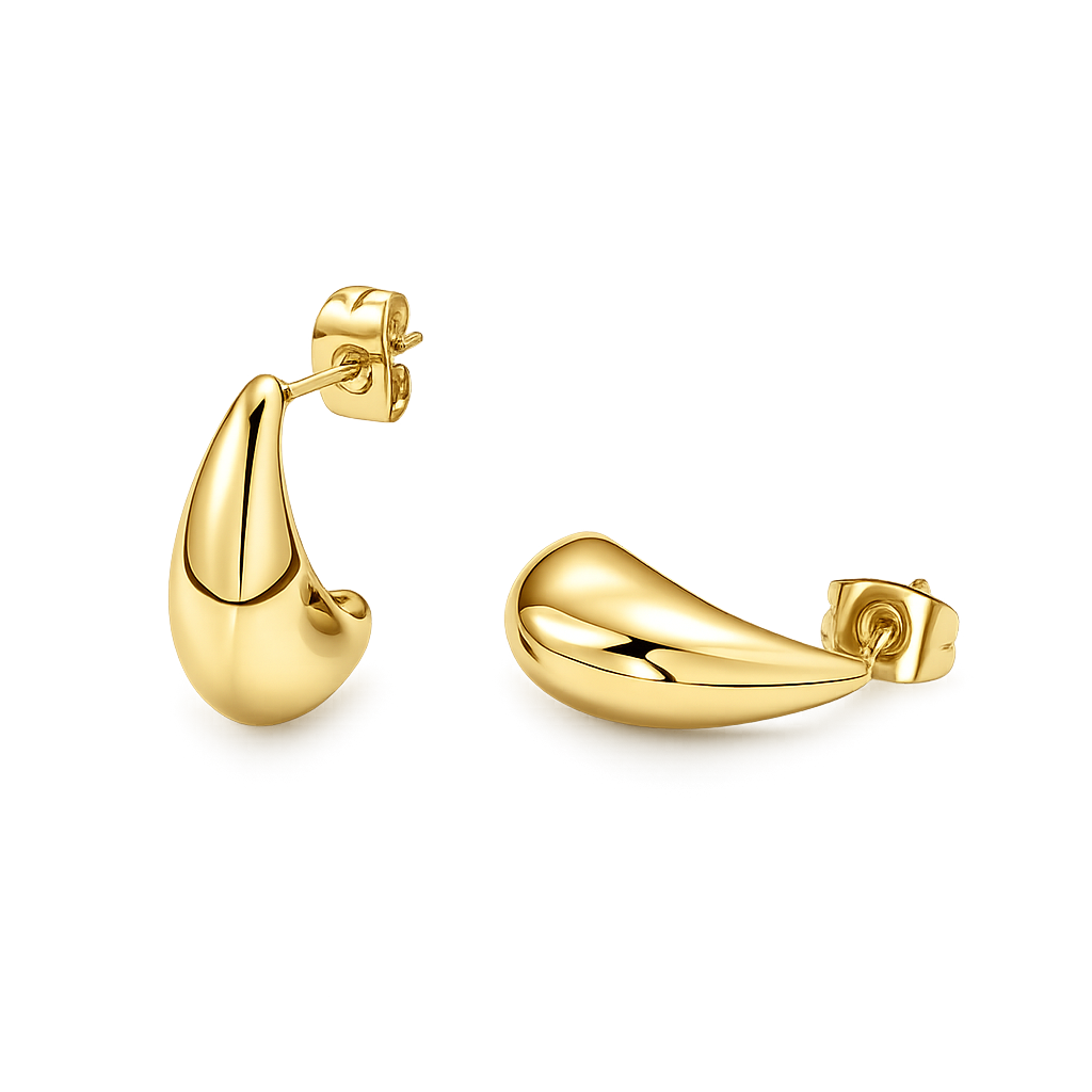 recycled Gold earrings on a white background