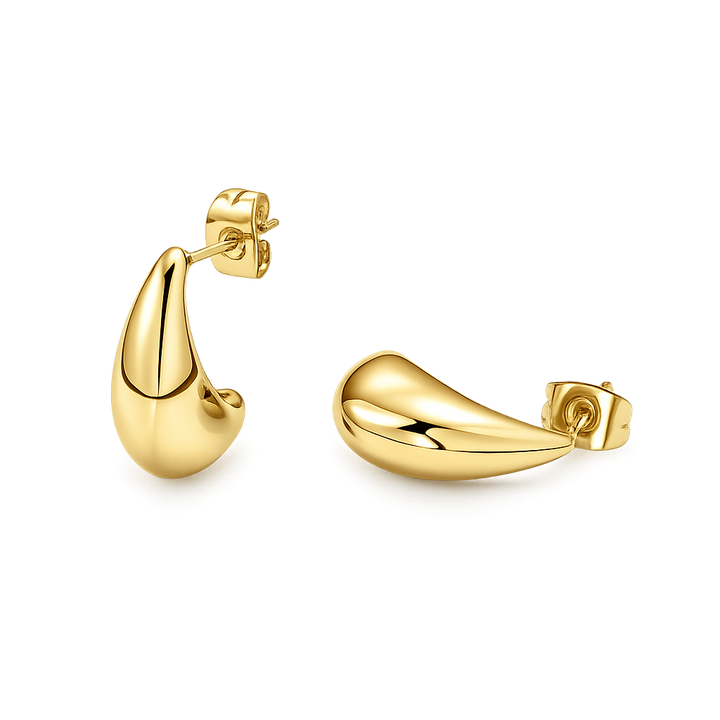 recycled Gold earrings on a white background